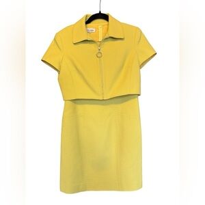 Vintage Mini Dress with Cropped Zip Up Jacket Chartruese Yellow Hannah Hardy 6